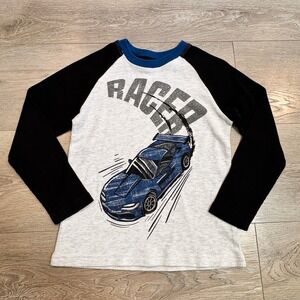 Boys 365 Kids Racer Car Graphic Long Sleeve Shirt Size 6‎ Small Thermal Texture
